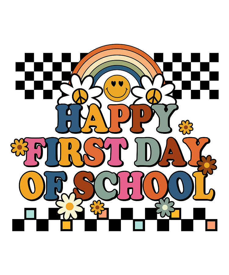 Happy first day of school 70s retro art Digital Art by Licensed art ...