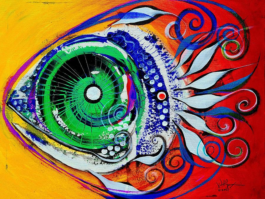 Happy Fish, Compliments Transcending Time Painting by J Vincent Scarpace