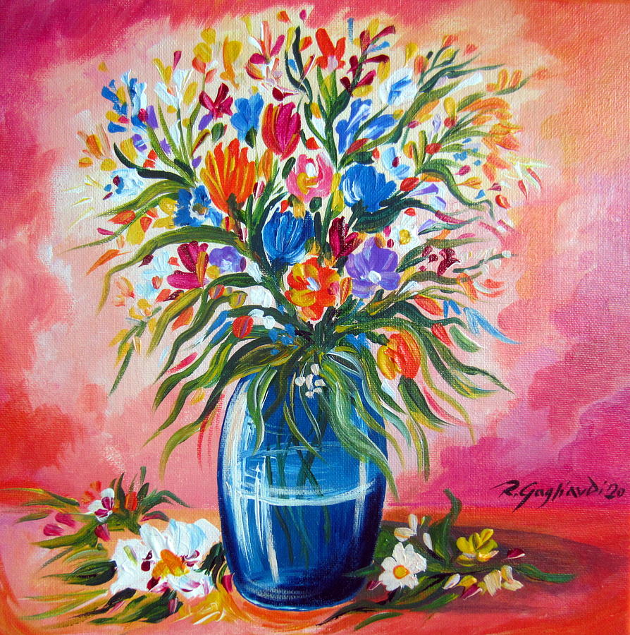 Happy Flowers Composition Painting by Roberto Gagliardi