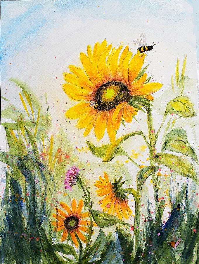 Happy Flowers Painting by Deahn Benware