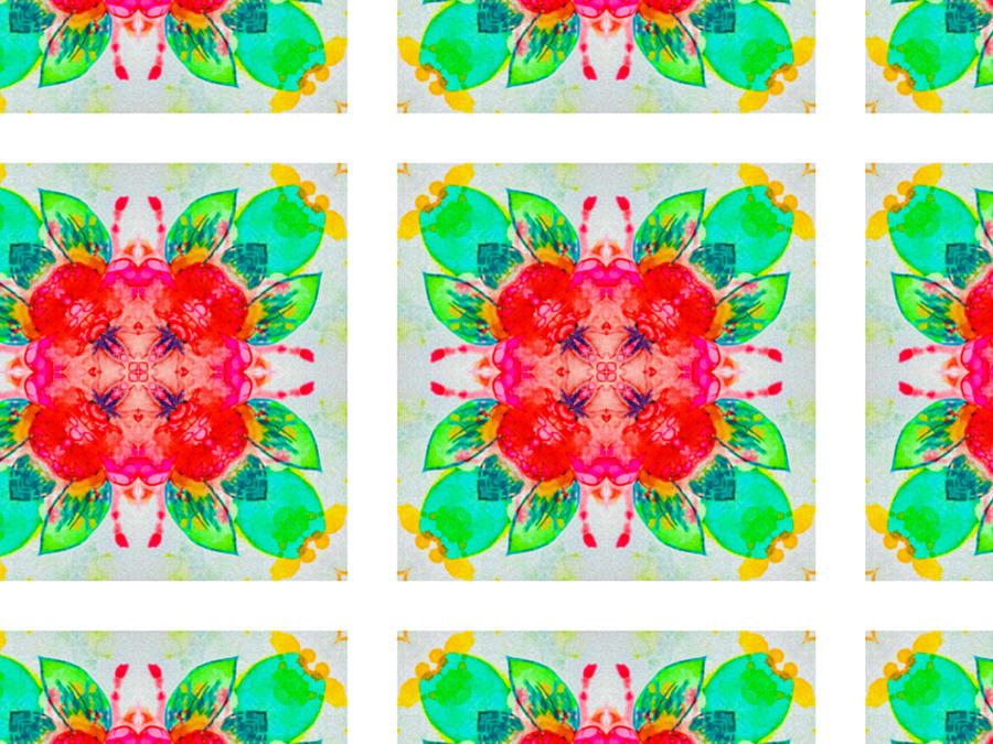 Happy Flowers Kaleidoscope Pattern 10 Mixed Media