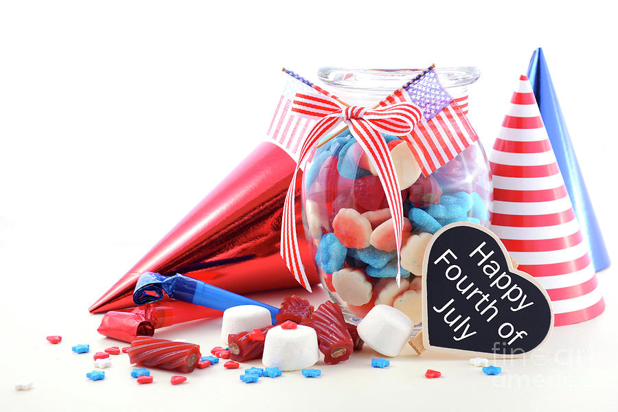 Happy Fourth of July Candy Jar. Photograph by Milleflore Images