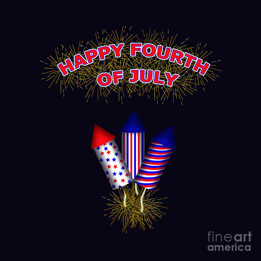 Happy Fourth Of July Fire Works Digital Art by Colleen Cornelius
