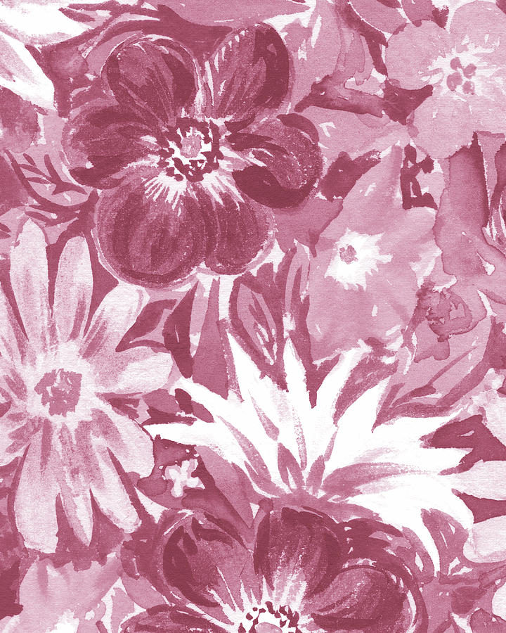 Happy Fresh Soft Dusty Pink Abstract Watercolor Flower Garden Floral Art IV Painting by Irina Sztukowski