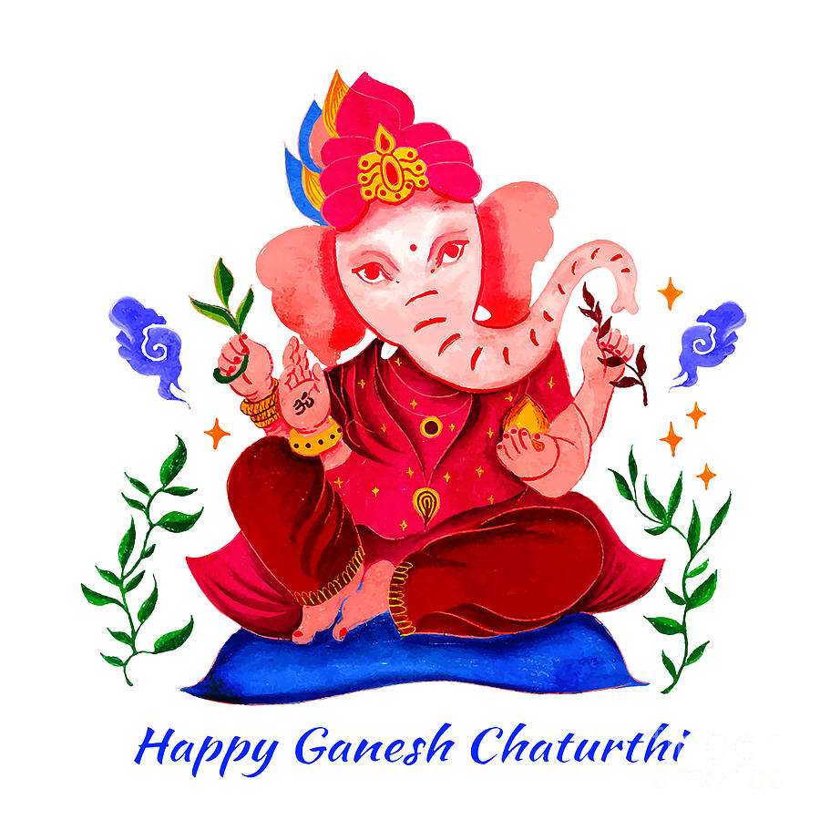 Ganesh chaturthi cartoon on white background Vector Image