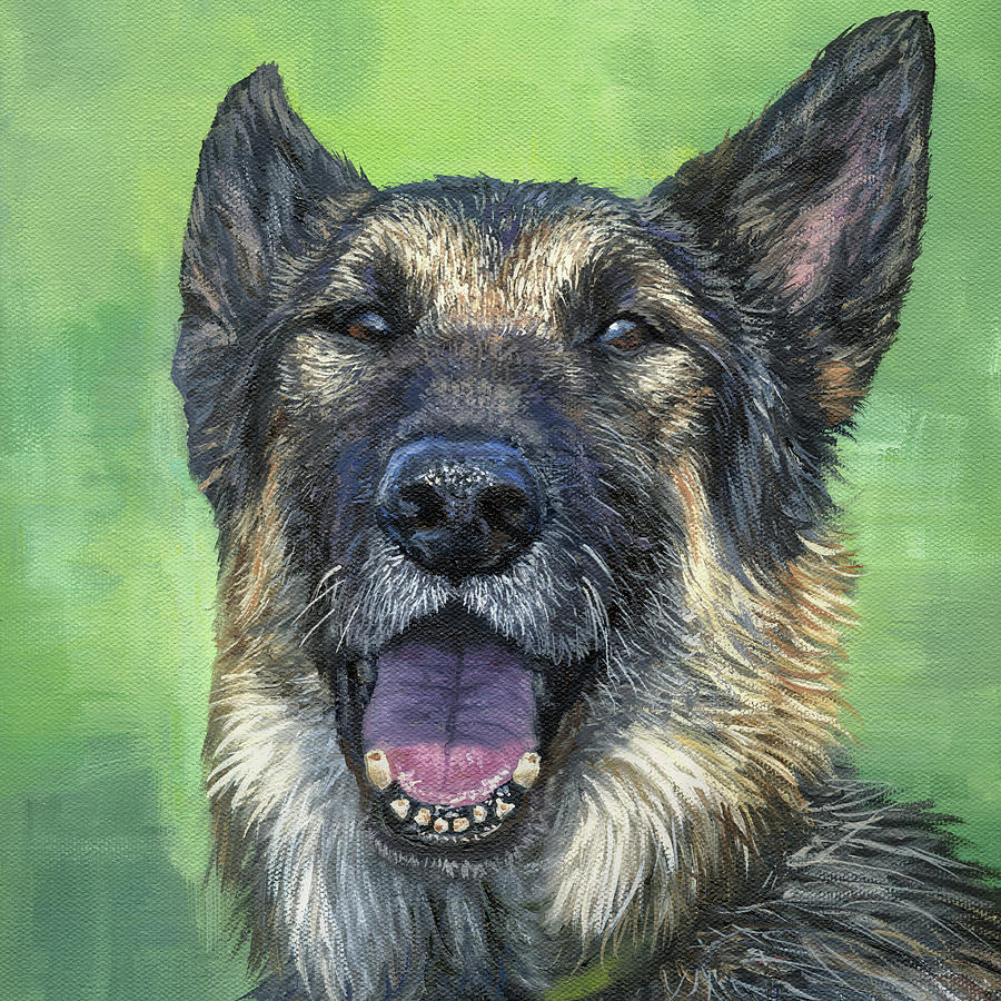 German Shepherd Dog Painting - Happy German Shepherd by Steph Moraca