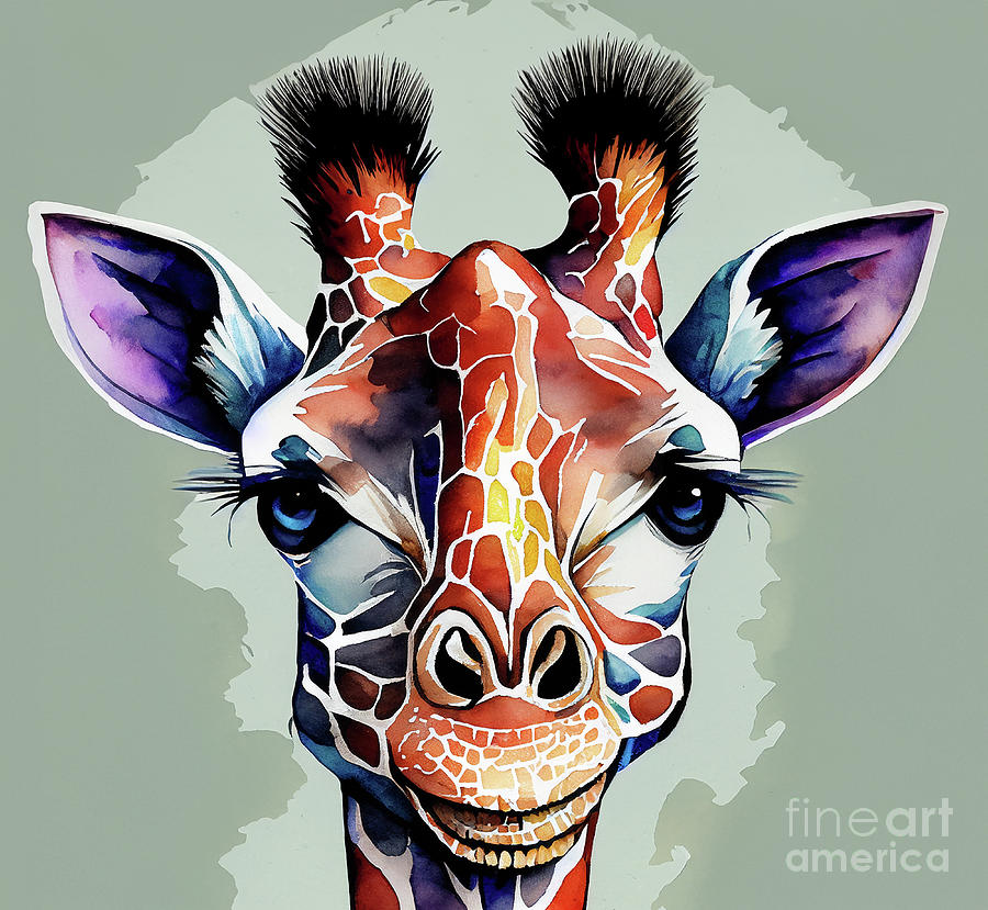 Happy Giraffe Digital Art by Cathy Donohoue