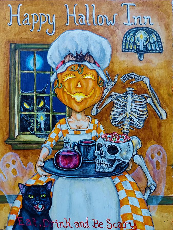 Halloween Painting - Happy Hallow Inn 2 by Beth Clark-McDonal