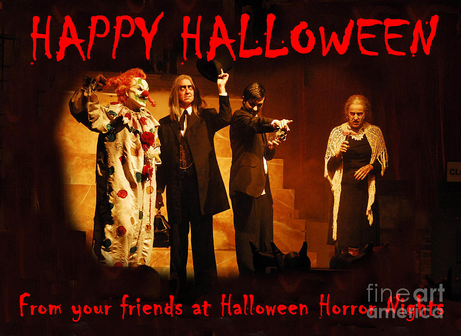 Happy Halloween HHN Icons card Mixed Media by David Lee Thompson