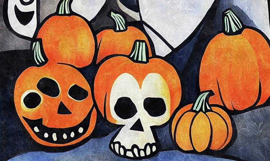 Happy Halloween Scene  Painting by Ally White