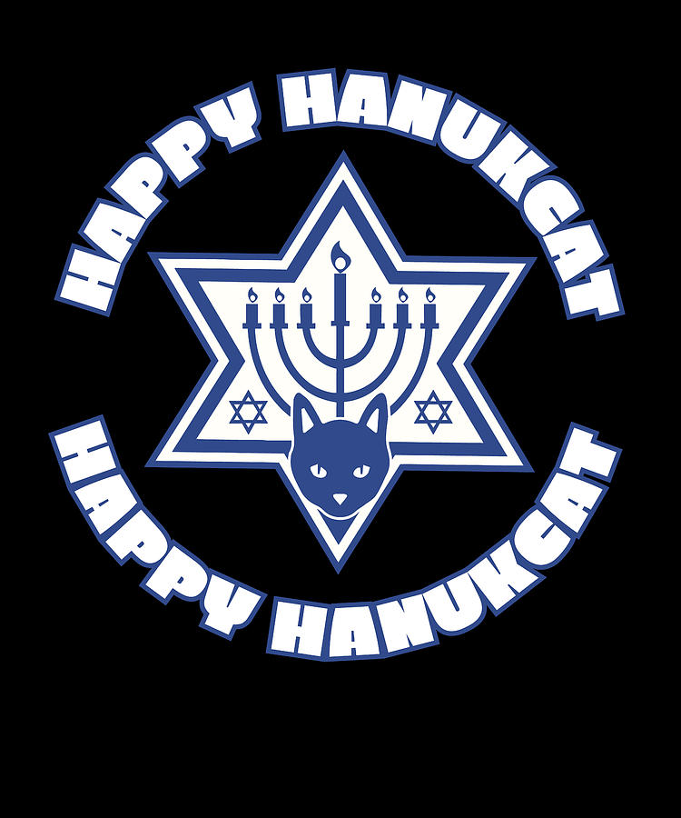 Happy Hanukcat Hanukkah Costume Jewish Menorah Cat Mom Dad Digital Art ...