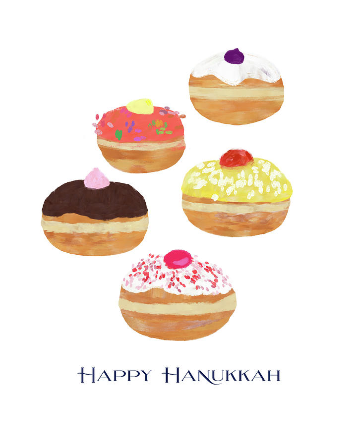 Happy Hanukkah Donuts- Art by Linda Woods Digital Art by Linda Woods