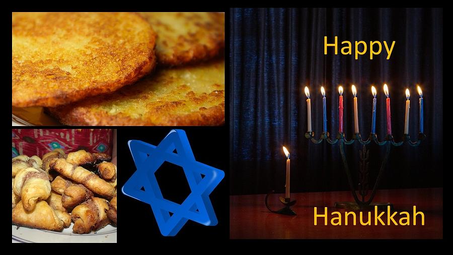 Happy Hanukkah Food Mixed Media by Nancy Ayanna Wyatt