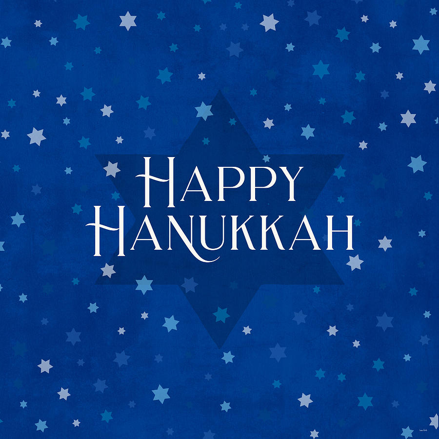 Happy Hanukkah Stars- Art by Linda Woods Mixed Media by Linda Woods