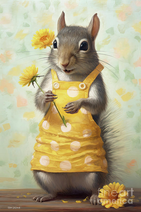 Squirrel Painting - Happy Harlow by Tina LeCour