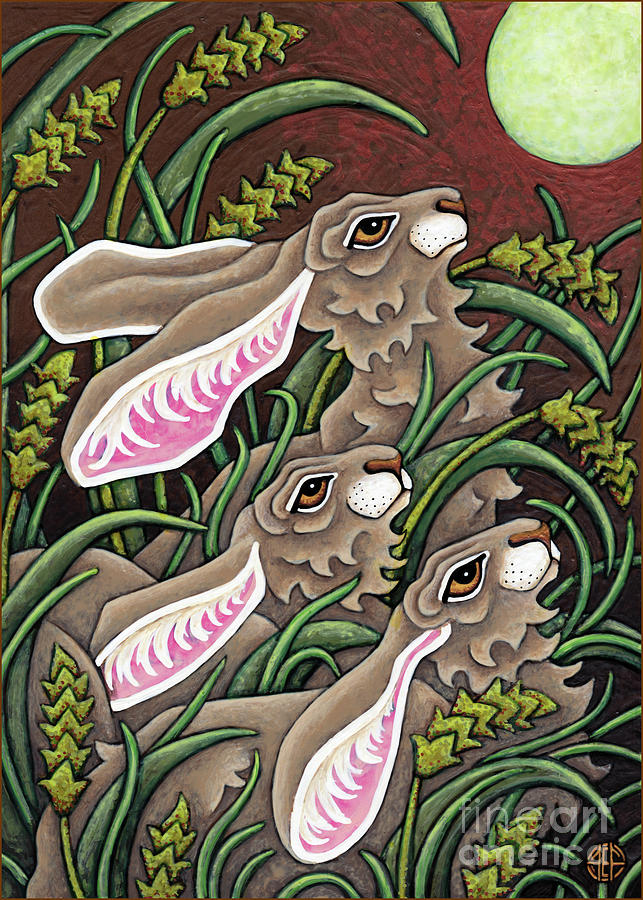 Happy Harvest Moon Trio Painting by Amy E Fraser