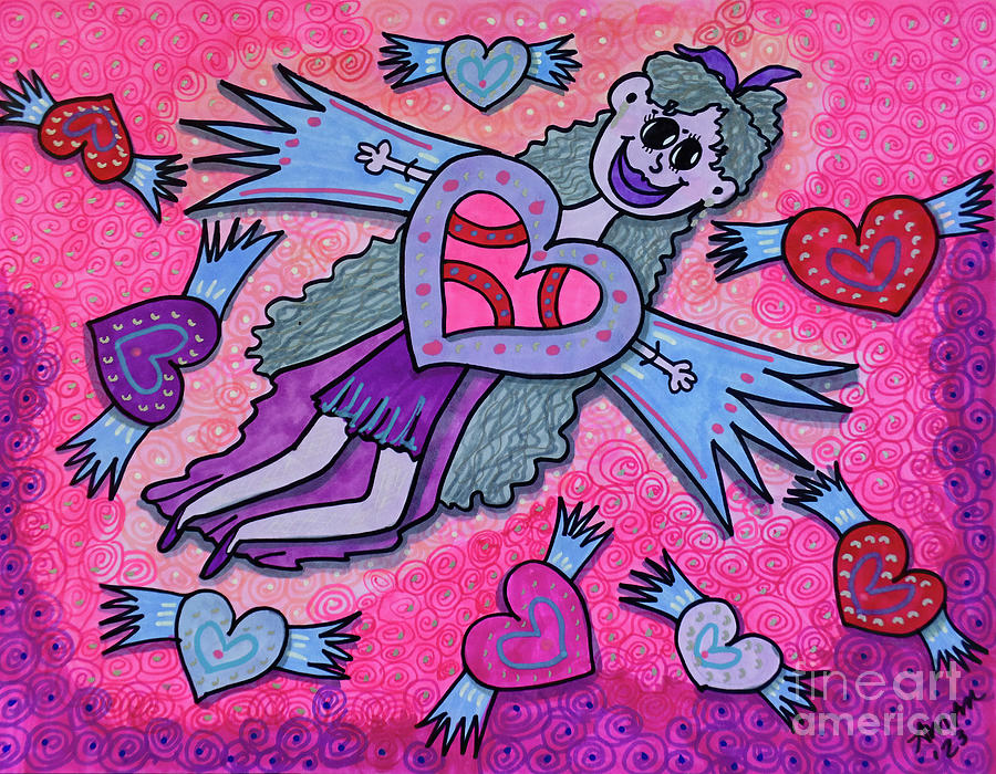 Happy Hearts Drawing by AnnMarie Parson-McNamara