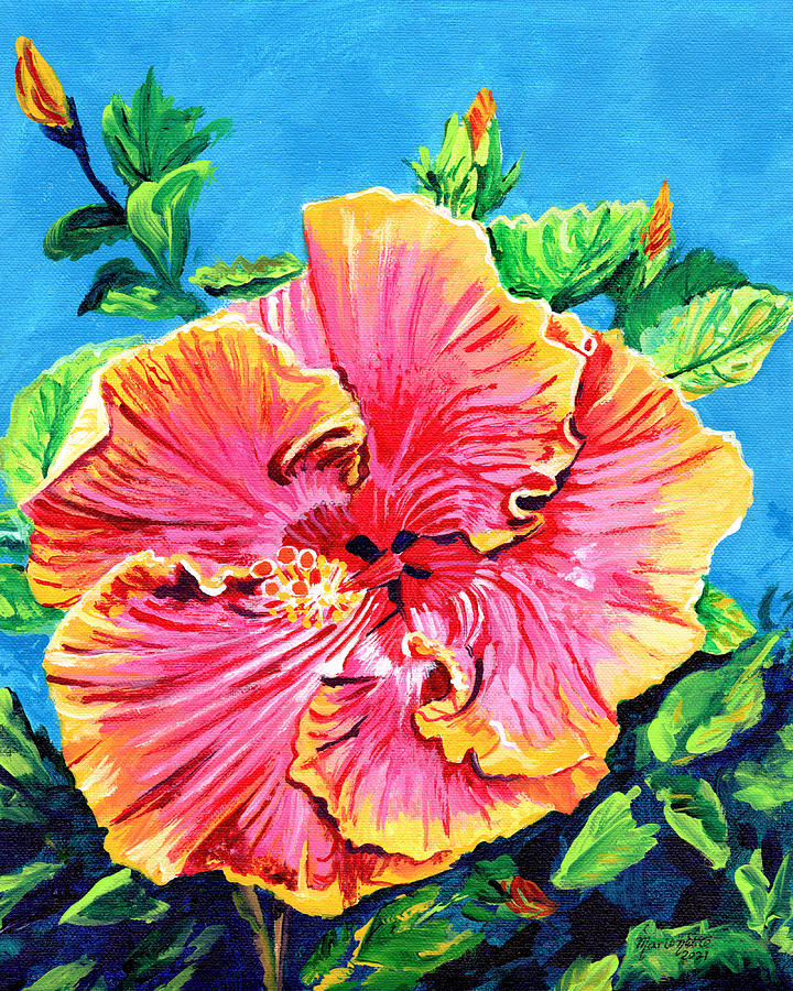 Happy Hibiscus Painting by Marionette Taboniar