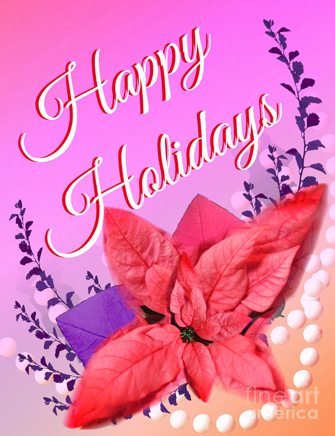Happy Holiday Poinsettia Card Digital Art by Delynn Addams