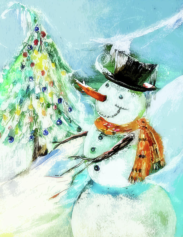 Happy Holiday Snow Painting by Lisa Kaiser