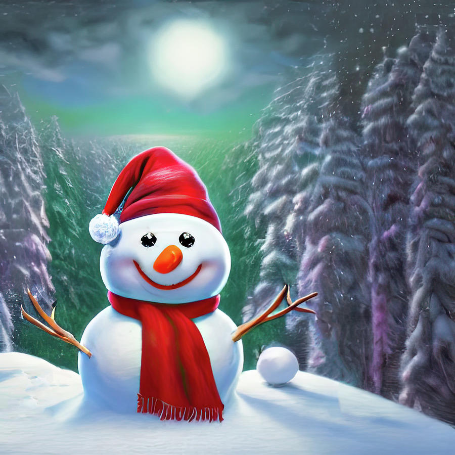 Happy Holiday Snowman Painting by Bob Orsillo