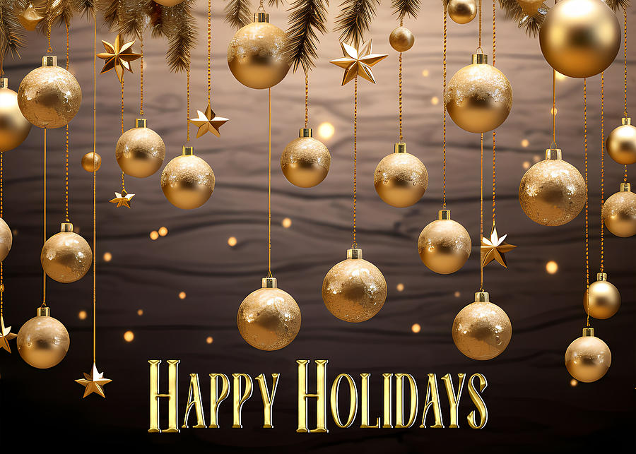 Happy Holidays - Christmas Ball Ornaments - Greeting Card Digital Art by Bill Kesler
