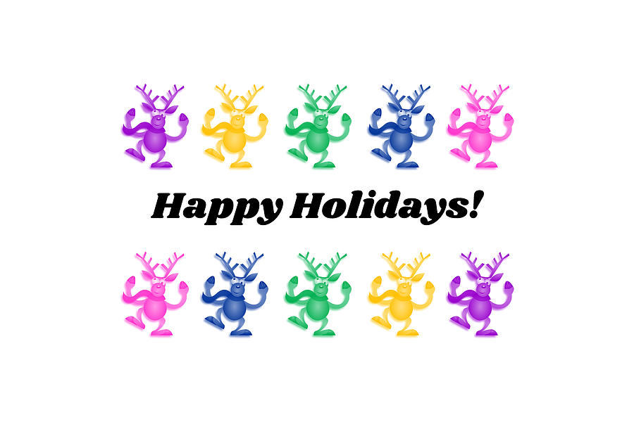 Happy Holidays Dancing Reindeer Digital Art by Ali Baucom