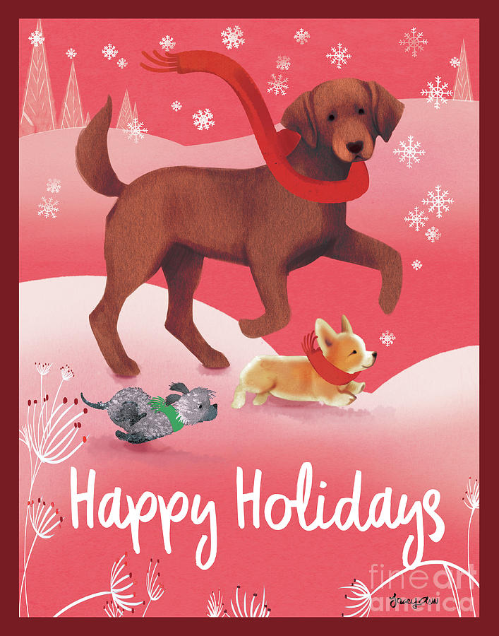 Happy Holidays Dogs Painting by Tracy Herrmann - Pixels