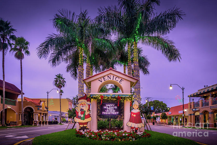 Santa Claus Photograph - Happy Holidays From Venice Main Street, Florida by Liesl Walsh