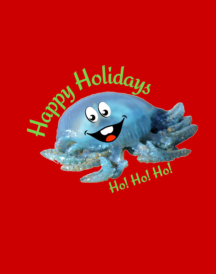Happy Holidays Jellyfish Mixed Media