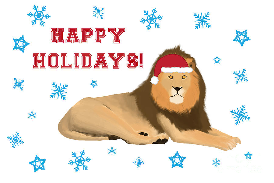 Happy Holidays Lion Digital Art