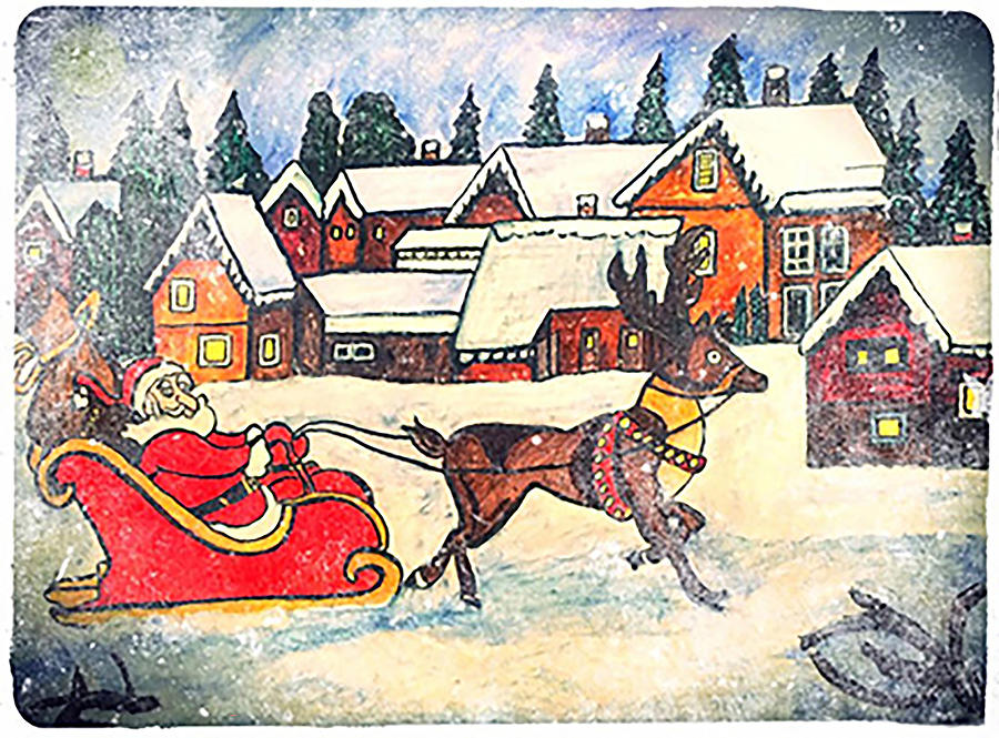 Happy Holidays Drawing by Monica Engeler