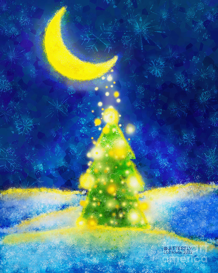 Happy Holidays - Moon Light Tree Digital Art by Laura Ostrowski