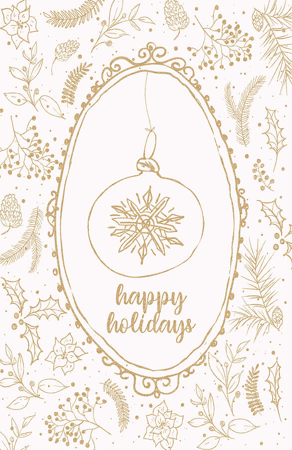 Christmas Digital Art - Happy Holidays Ornament Greeting Card by Ink Well