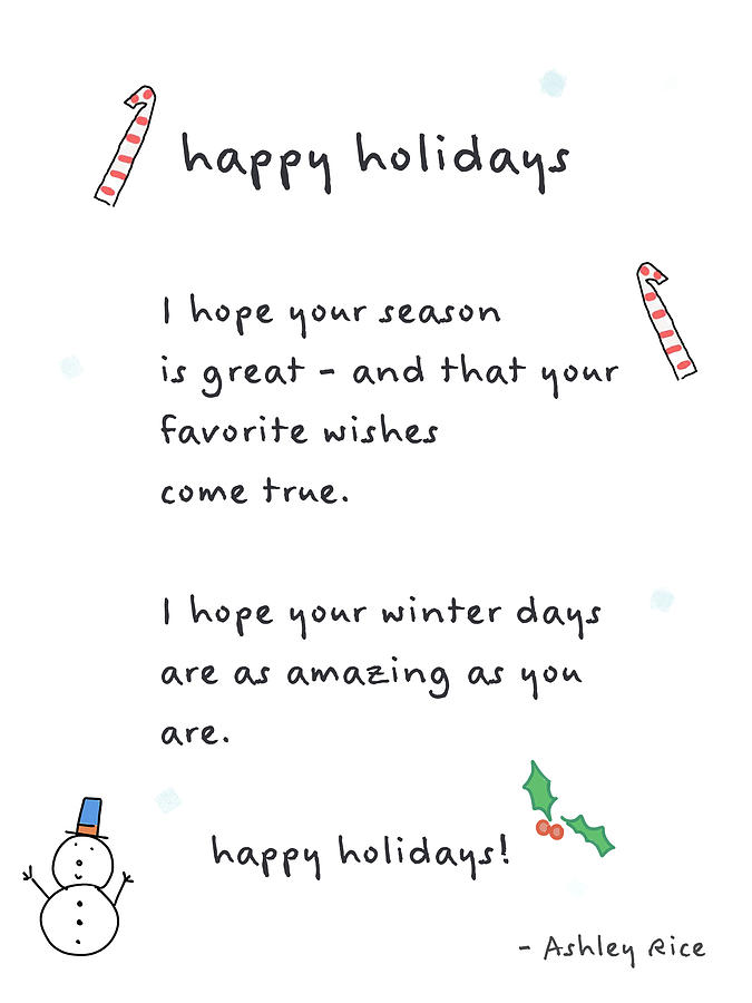 Happy Holidays Poem Digital Art by Ashley Rice