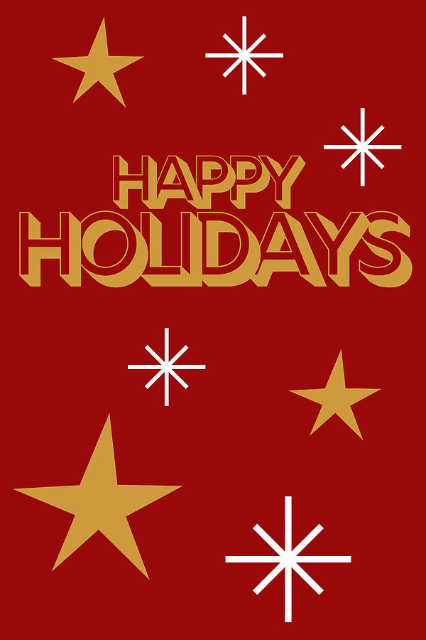 Happy Holidays Red and Gold Digital Art by Queen City Craftworks - Fine ...