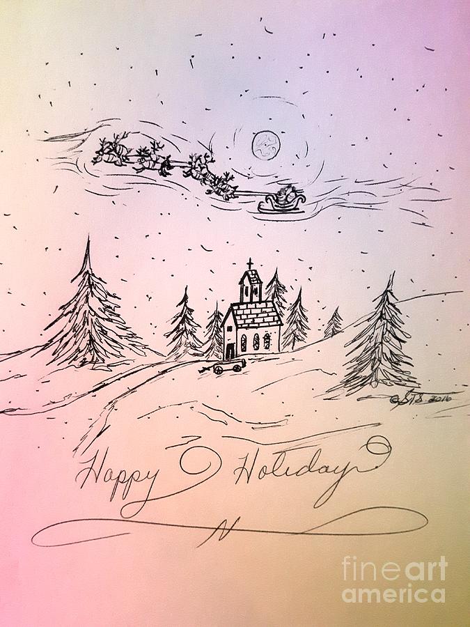 Happy Holidays Drawing by Susan Turner Soulis