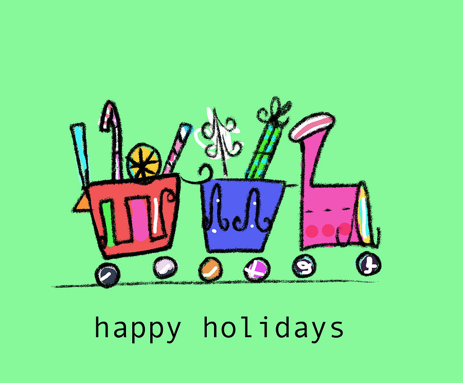 Happy Holidays Train Digital Art by Ashley Rice