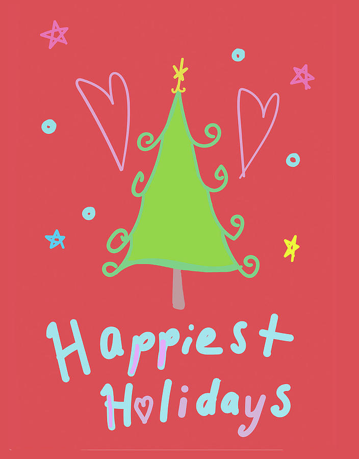 Happy Holidays Tree Digital Art by Ashley Rice