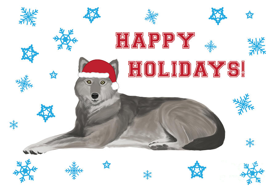 Happy Holidays Wolf Digital Art