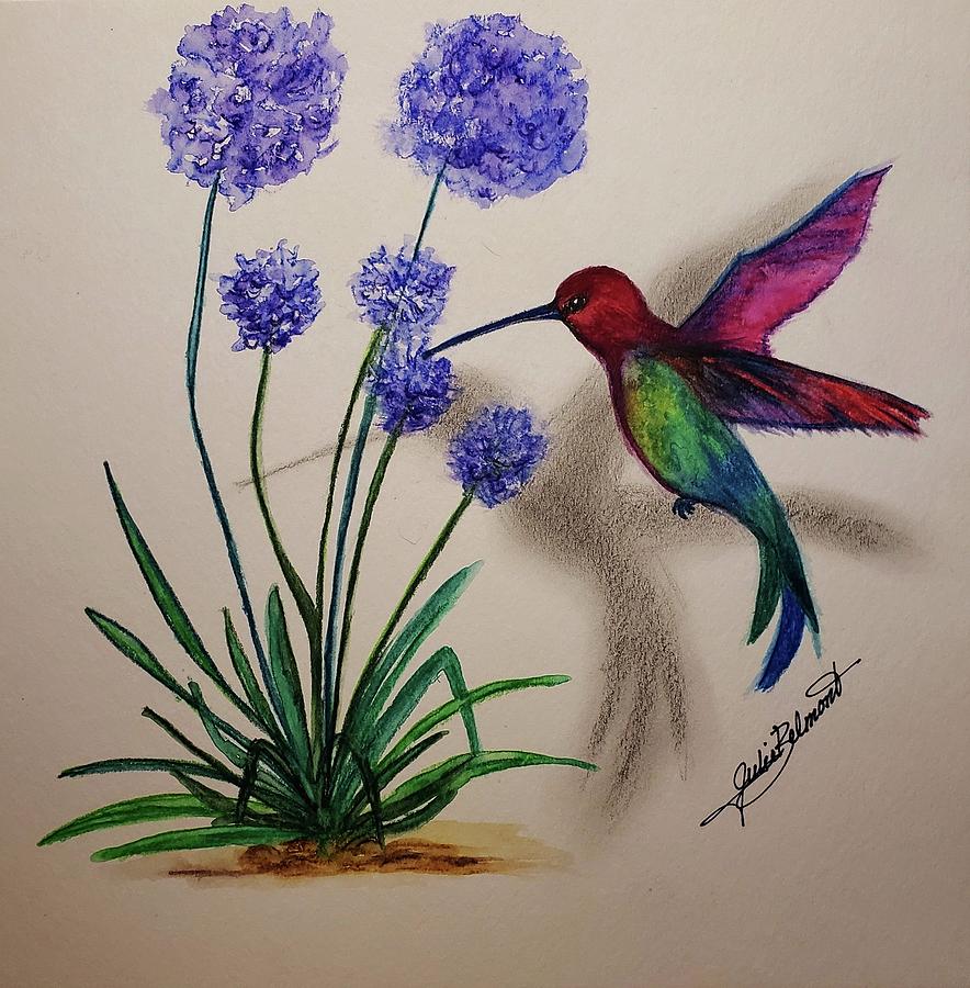 Happy Hummingbird Painting by Julie Belmont