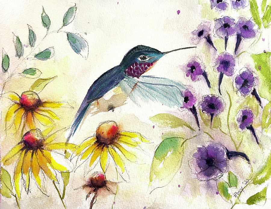 Happy Hummingbird Painting by Roxy Rich