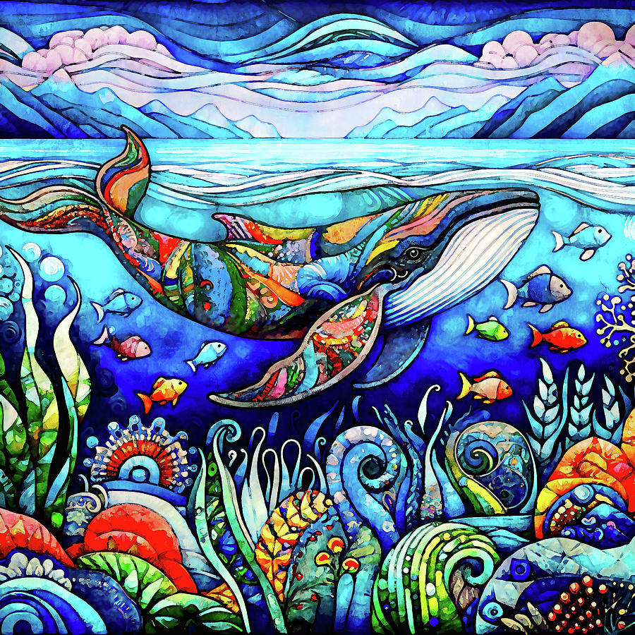 Happy Humpback Whale Digital Art by Peggy Collins