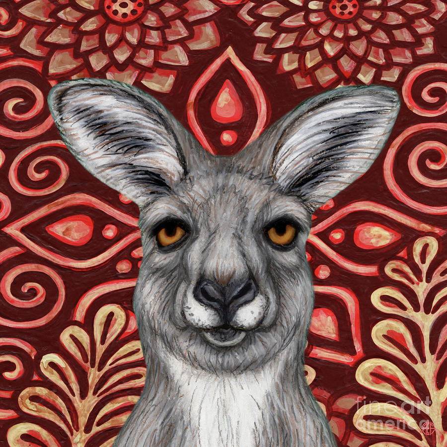 Happy Kangaroo Tapestry Painting by Amy E Fraser