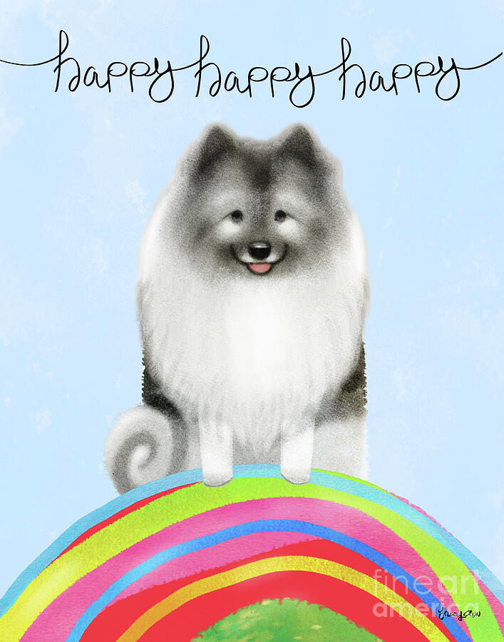 Happy Keeshond Dog Painting by Tracy Herrmann