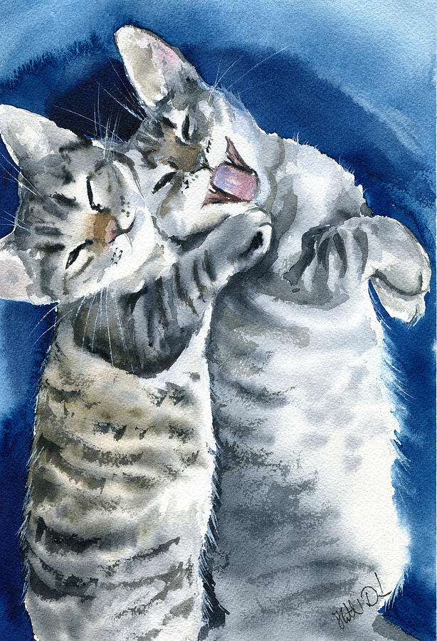 Cat Painting - Happy Kitty Couple by Dora Hathazi Mendes