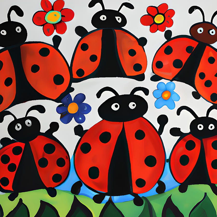 Happy Ladybugs Digital Art by Amalia Suruceanu