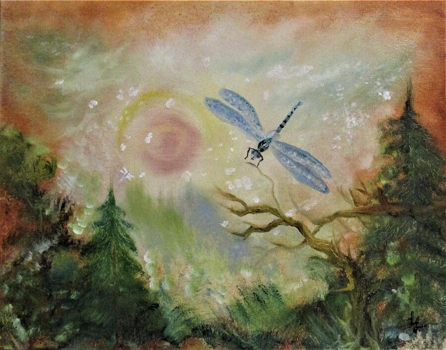 Emergency Landing Dragonfly  Painting by Lynn Raizel Lane