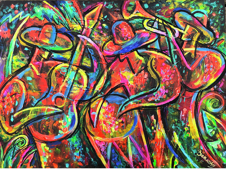 Happy Latin Music Painting by Leon Zernitsky