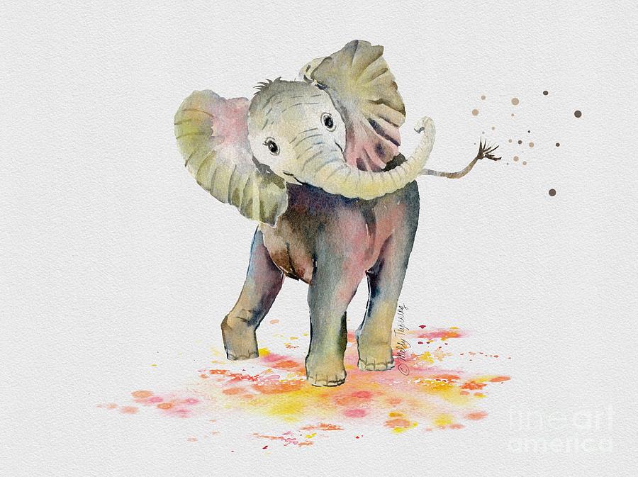 Happy Little Elephant 2 Painting by Melly Terpening